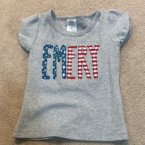 Gray Kids Shirt with Red and Blue Accents